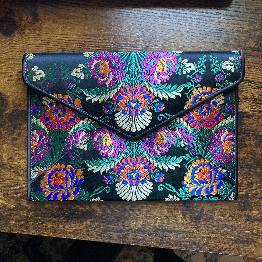 Rebecca Minkoff Envelope Clutch Black Floral